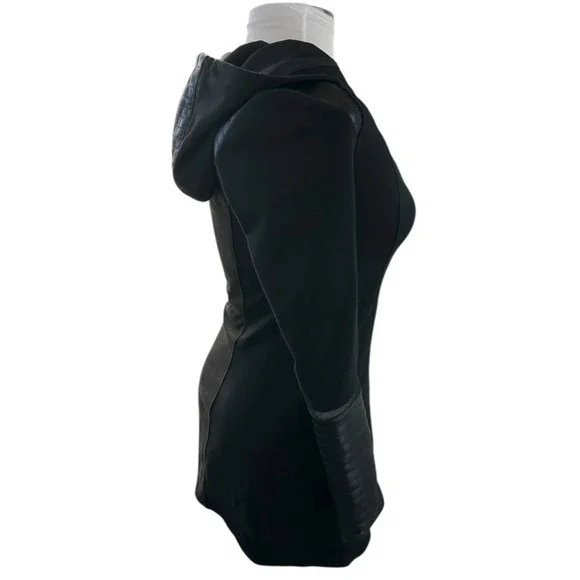 Blanc Noir Traveler Jacket Hooded Open Front Asymmetric Zip Padded Black Small - Picture 9 of 15
